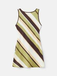 lacRébo Đầm ngắn với sọc nổi bật và viền tương phản, phong cách Pháp mùa xuân hè. - Nhiều màu - Xem 8