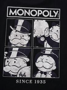 MONOPOLY X SHEIN Tween Boy MONOPOLY Round Neck Short Sleeve Casual Loose Versatile T-Shirt - Black - View 4