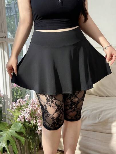 Comfortcana Đầm legging ôm sát đa năng phối ren dành cho nữ cỡ lớn