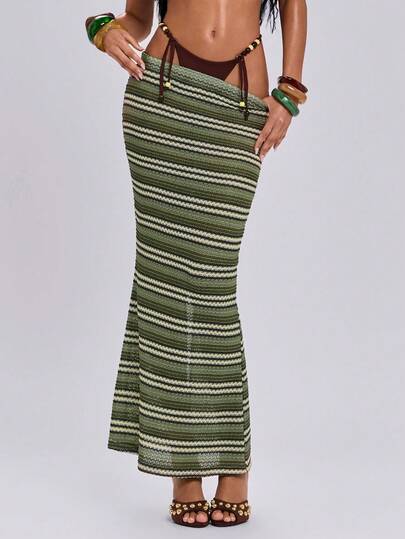 ROMWE Y2K Spring/Summer Sexy Beach Women's Retro Vacation Style Bodycon Mermaid Skirt