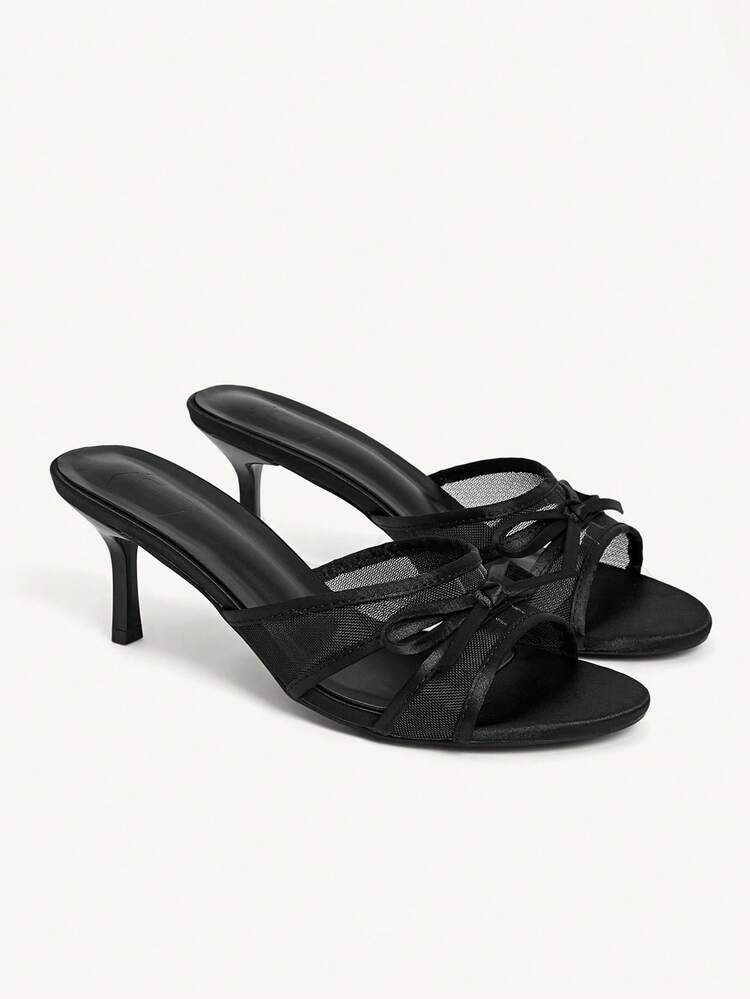 CUCCOO CHICEST Women's White PU + Red & White Plaid Bow & Cherry Decor Cute & Fashion Mules, Comfortable Round Toe High Heel Sandals Summer Shoes Wedding Shoes Bride Shoes