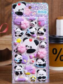 MINKOJA 3D Cute Animal Panda, Rabbit And Cat Paw Foam Sticker, Decompression Sticker, Decorative Sticker For Water Bottle, Keyboard, Table, Rewards For Kids, 3D Scrapbook Sticker Toy - Multicolor - View 6