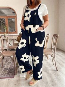 EMERY ROSE 大码梭织休闲夏季女式连体裤 - 藍色 - 查看 1