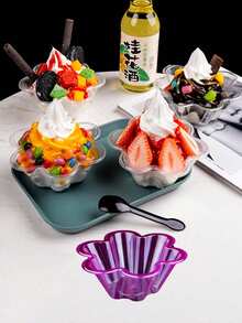 Disposable Commercial Dessert Ice Cream Cups, Fried Yogurt Cups, Fruit Salad Bowls, Shaved Ice Bowls, Smoothie Bowls, Thick And Creamy Desserts. - Multicolor - View 4