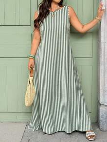 Vionelle 大码梭织圆领无袖休闲喇叭条纹连衣裙 宽松夏季连衣裙 单肩夏季连衣裙 竖条纹连衣裙 绿色夏季连衣裙 薄荷绿连衣裙 鼠尾草绿连衣裙 薄荷绿优雅连衣裙 绿白连衣裙 海滨连衣裙 休闲长裙 日常连衣裙 夏季休闲连衣裙 休闲吊带裙 女士夏季连衣裙 女士夏季套装 女士春季套装 女士吊带裙 女士休闲连衣裙 无袖连衣裙 - 綠色 - 查看 5
