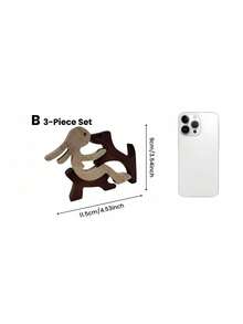 1 Bộ Tượng Chó Bằng Gỗ Thủ Công - Món Quà Hoàn Hảo Cho Người Yêu Chó, Trang Trí Đơn Giản Cho Kệ Phòng Ngủ Và Văn Phòng Tại Nhà - màu nâu - Xem 9