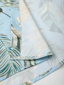 Manfinity RSRT Bộ áo sơ mi tay ngắn cài cúc phía trước in hình cây cỏ và trái cây, gồm áo và quần short màu trơn. - Màu xanh lam - Xem 6