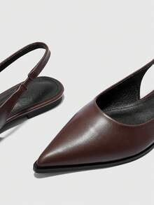 CUCCOO BIZCHIC Basic Simple Solid Pointed Toe Flats Commuter Shoes, Black Glossy PU For Women, Workplace Spring Shoes Spring Break Easter For Christmas Spring Shoes - patent leather brown - View 7