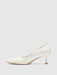 CUCCOO BIZCHIC Women's Pointed Toe Beige Patent Leather Fashion Daily Commuter Model To Work Basic Wear Stiletto High Heel Shoes - Beige - View 10