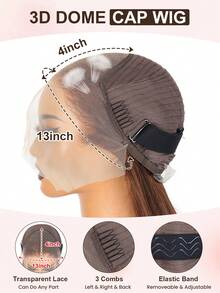 红棕色 13x4 蕾丝前发假发 直发 透明蕾丝前发假发 180 度 预拔 含婴儿头发 女士适用 - S4 - 查看 8