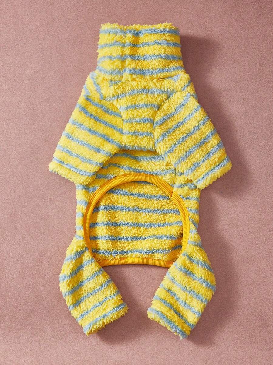 PETSIN Pawparrel 1件宠物秋冬双面毛绒弹力舒适保暖条纹高领狗狗连体衣 - 彩色 - 查看 1