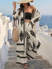 Breezaya Herbst Vintage Muster Damen 2-teiliges Set - Aprikosenfarben - Übersicht 6