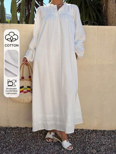 Livesso Frühlings-Midi-Kleid mit weißem gerüschtem Saum für den Urlaub