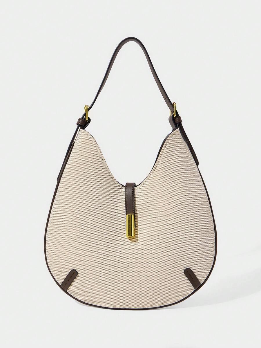 SHECARRY Bolso de hombro para mujer, exquisito para ir al trabajo, bolso casual de vacaciones con efecto de empalme - Albaricoque - Ver 1