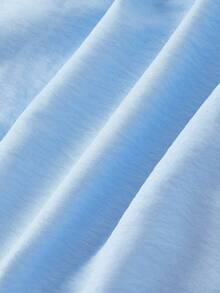 SHEIN MOD 女士纯色前系结荷叶边下摆连衣裙 - 藍色 - 查看 8