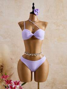 Bellisia 复古甜美可爱三件套泳衣，休闲度假沙滩女装 - 彩色 - 查看 5