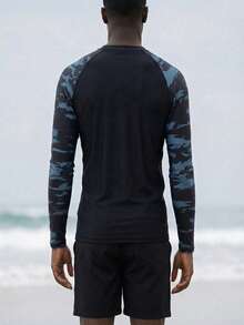 Manfinity VDAYZ 男士圆领插肩袖长袖休闲沙滩泳衣防晒衣套装 - 彩色 - 查看 2