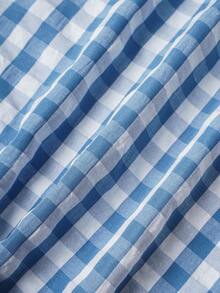 Chân váy ngắn ôm dáng họa tiết kẻ caro dành cho nữ, thích hợp cho mùa xuân/hè. - Xanh và trắng - Xem 3