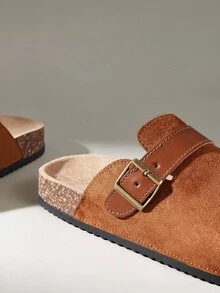 Solecia Chinelos Casuais com Fivela para Mulheres para o Natal - Marrom avermelhado - Visão 5
