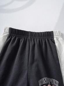 MONOPOLY X SHEIN 男婴休闲卡通字母印花T恤短裤套装，夏季 - 白色 - 查看 9