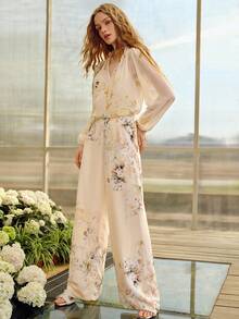 MOTF PREMIUM WOMEN'S PRINTED WIDE LEG PANTS, SPRING/SUMMER - Apricot - View 7