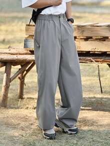 DAZY Men's Spring Outdoor Woven Fabric Elastic Waist Pants, Grey - Grey - View 3