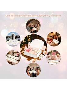 10PCS, Golden Edged White Ribbon Covered Gift Box, White Gift Box With Bow And Ribbon, Bridesmaid Proposal Box, Suitable For Weddings, Valentine's Day, Baby Showers, Etc - Gold-rimmed White - View 7