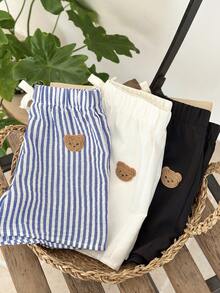 LMoss Kids Pantalones cortos casuales y versátiles para uso diario con decoración de lazo para niño - Multicolor - Ver 7