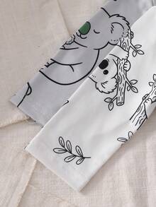 2件套新生儿可爱动物印花家居服套装，萌趣动物图案，柔和配色，长袖可爱动物家居服两件套，社交媒体风，可爱动物，节日必备，四季皆宜的新生儿可爱动物家居服套装，婴儿卡通服装 - 彩色 - 查看 6