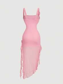 SHEIN MOD 红色浪漫3D印花女式连衣裙，约会装，情人节装 S码女式连衣裙 - 粉色 - 查看 2