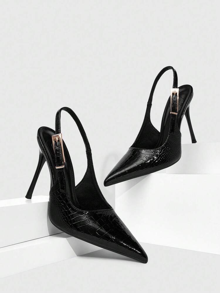 CUCCOO SZL Women's Pointed Toe Buckle Design Fashion Daily Wear High Heel Mules Spring Shoes