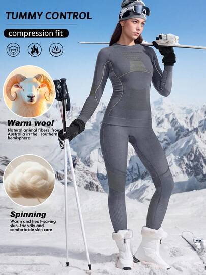 In My Nature Merino Wool Thermal Underwear For Women, Suitable For Skiing, Sports, Cycling In Autumn/Winter