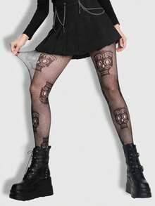ROMWE Grunge Punk 1pc Sexy High Elasticity Women Pantyhose/Tights/Leggings - Black - View 4
