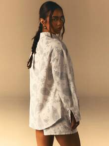 Athîral Women's Casual Vacation Paisley Printed Long Sleeved Shirt And Shorts 2-Piece Set, Spring And Summer Wear, Women's Casual Set, Date Party Set, Daily Set Wear, Holiday Wear, - Multicolor - View 2