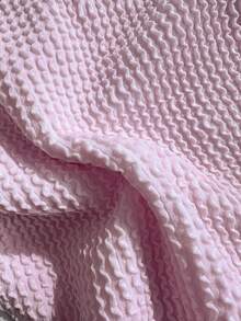 SHEIN 少女暑假粉色针织纹理贝壳装饰吊带比基尼上衣 - 粉色 - 查看 7