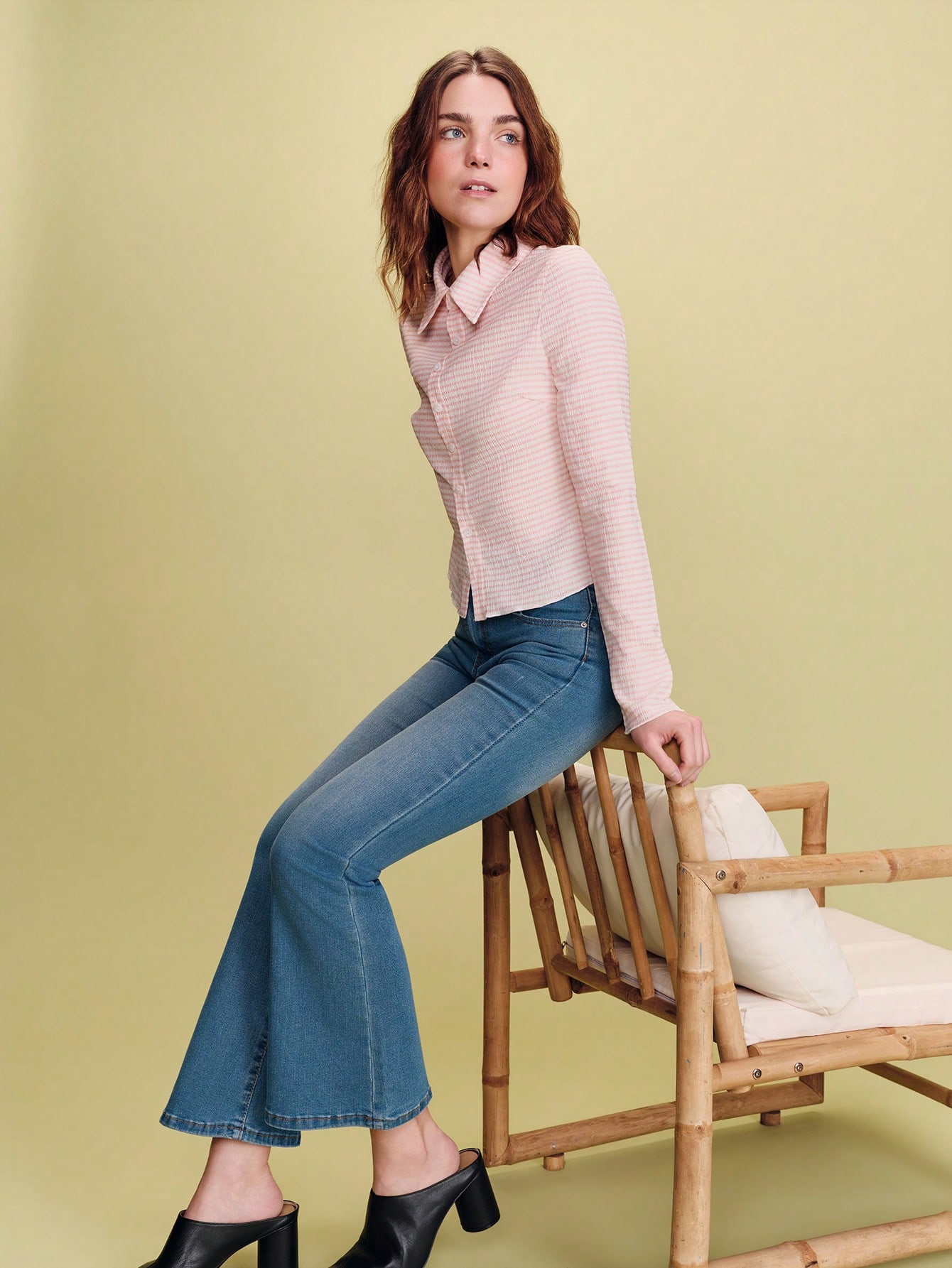 Pink Gingham Check Textured Button Front Fitted Blouse Spring Summer Business Casual Going Out Parisian Style French Style Vacation