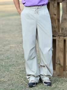 DAZY Pantalones casuales plisados de color albaricoque para hombres, primavera y verano - Albaricoque - Ver 3