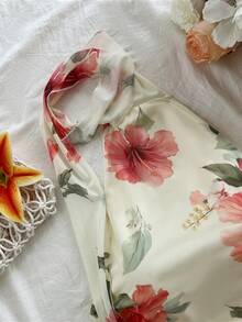 Sunnyshic 2026 Spring/Summer New Arrival Printed Elegant Pleated Fitted Blouse - Multicolor - View 3