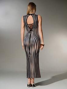 Nuvra Women's Long Sleeveless Double-Layer Bodycon Shapewear Dress With Lining, Waist Cinching And Butt Lifting Mini Sculpting Dress - Purple - View 1