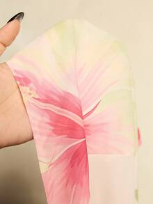 ROMWE Island Beauty Hibiscus Floral Print Asymmetric Shoulder Women Top - White - View 7