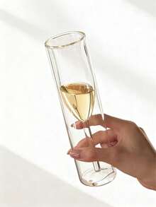 1 chiếc cốc thủy tinh kiểu Pháp sáng tạo, cốc thủy tinh hai lớp trong suốt có chân đế, cốc cà phê và đồ uống bằng thủy tinh với cảm giác cao cấp. - Trong sáng - Xem 4