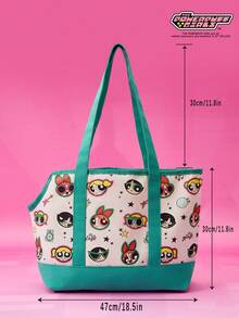 THE POWERPUFF GIRLS X PETSIN Túi vận chuyển cỡ lớn dành cho chó nhỏ, thỏ và mèo; Túi vận chuyển bằng vải bạt mềm mại dành cho chó, được trang bị dây buộc bên trong; Túi vận chuyển chó con và mèo có thể gấp gọn, màu xanh lá cây. - màu xanh lá - Xem 2