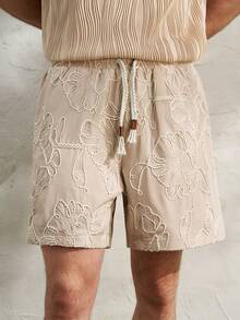 Airaco Men's Casual Embroidered Slant Pocket Drawstring Waist Shorts - Khaki - View 5