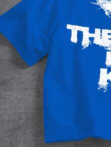 Manfinity ZONE917 男士圆领字母印花休闲百搭日常短袖T恤 - 寶藍色 - 查看 4