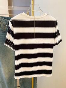 Resyla Women's Striped Print Digital 3D Round Neck Regular T-Shirt - Multicolor - View 2