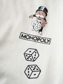 MONOPOLY X SHEIN 2件套趣味休闲风男童短袖T恤和短裤套装，舒适亲肤 - 彩色 - 查看 4