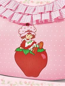 Strawberry Shortcake | ROMWE 女士时尚波点草莓印花荷叶边单肩包 - 西瓜粉 - 查看 3