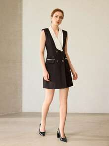 MOTF WOMEN'S EMBOSSED THICK HEEL CLOSED TOE SHOES - Black - View 5