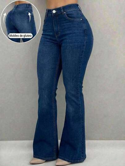 Pantalón De Mezclilla Stretch Para Mujer Corte Campana