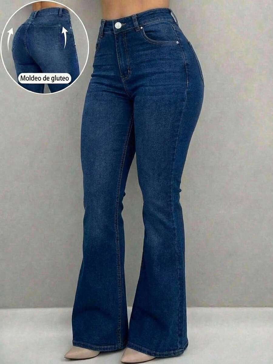 Stretch Jeans For Women Flare Cut - Medium Wash - View 1
